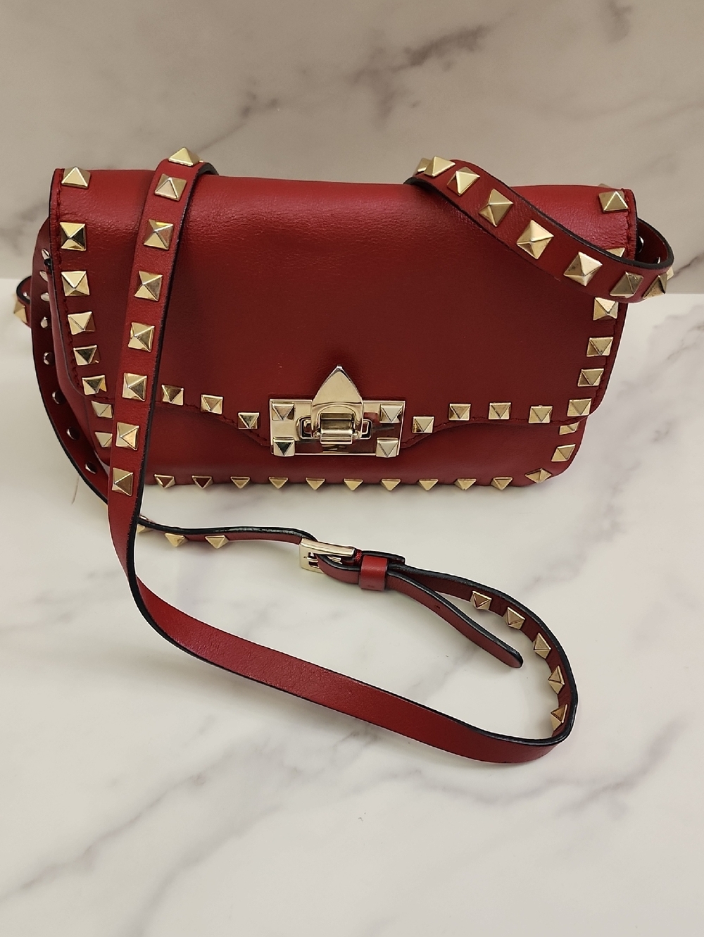 Authentic Red Leather Valentino Garavani Rockstud Shoulder Bag With Digital COA - Picture 13 of 13